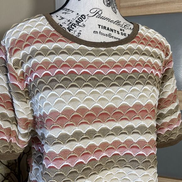 Alfred Dunner Women Knit Boho Top Blouse Shirt Size Small Scales Design - Picture 2 of 6